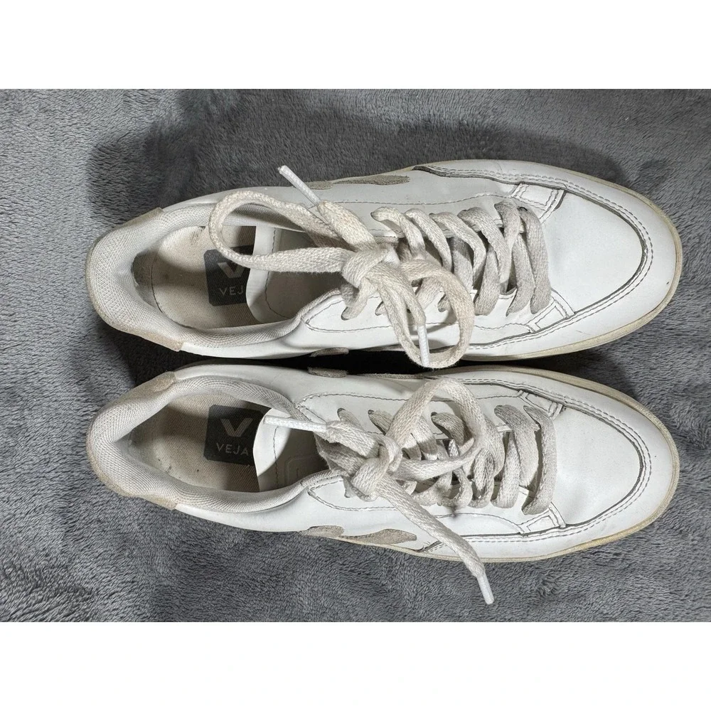 VEJA V-12 Shoes Womens Size 4 White Leather Logo Casual EU 35‎ Brazil Sneakers